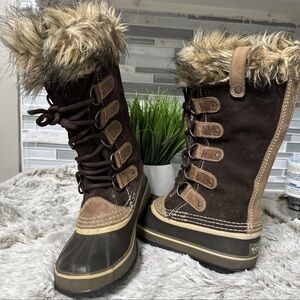 Sorel Joan Of Arctic Snow Boots 6 Brown Faux Fur Winter Waterproof
